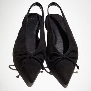 H&M Black Slingback Flats with Bow Detail